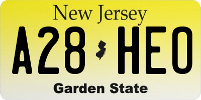 NJ license plate A28HEO