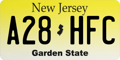 NJ license plate A28HFC