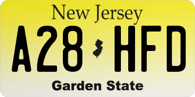 NJ license plate A28HFD