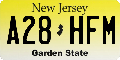NJ license plate A28HFM