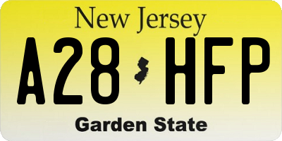 NJ license plate A28HFP