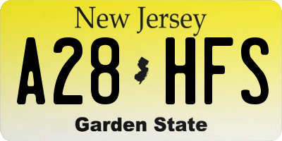 NJ license plate A28HFS