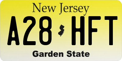 NJ license plate A28HFT