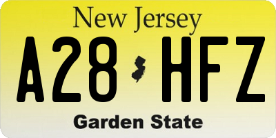 NJ license plate A28HFZ