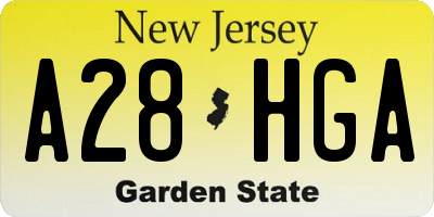 NJ license plate A28HGA