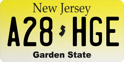 NJ license plate A28HGE