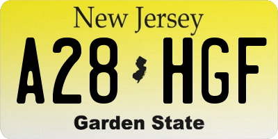 NJ license plate A28HGF