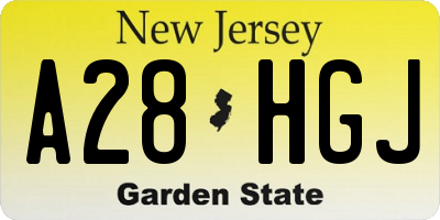 NJ license plate A28HGJ