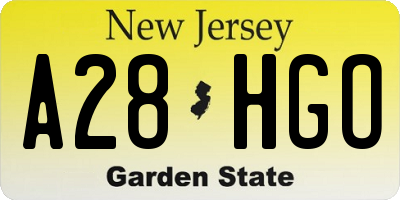 NJ license plate A28HGO