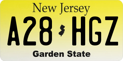 NJ license plate A28HGZ