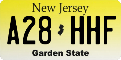 NJ license plate A28HHF
