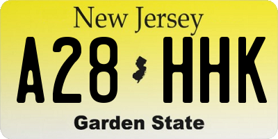 NJ license plate A28HHK