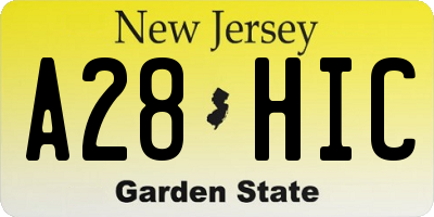 NJ license plate A28HIC