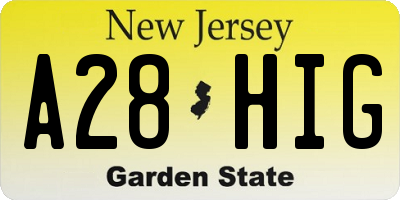NJ license plate A28HIG