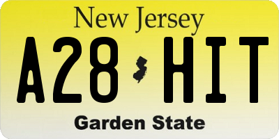 NJ license plate A28HIT