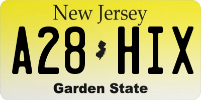 NJ license plate A28HIX