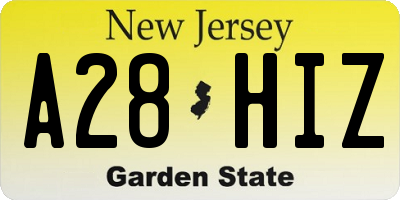 NJ license plate A28HIZ
