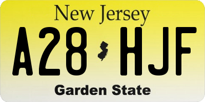NJ license plate A28HJF