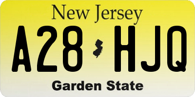 NJ license plate A28HJQ