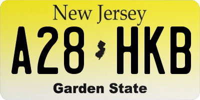 NJ license plate A28HKB