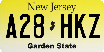 NJ license plate A28HKZ