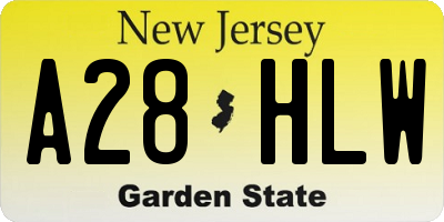 NJ license plate A28HLW