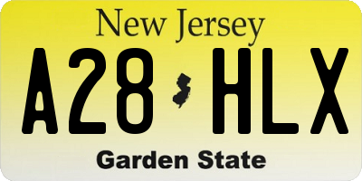 NJ license plate A28HLX