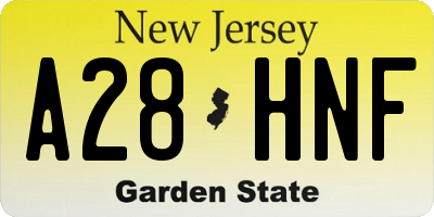 NJ license plate A28HNF