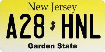 NJ license plate A28HNL