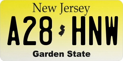 NJ license plate A28HNW