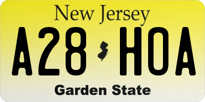 NJ license plate A28HOA