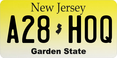NJ license plate A28HOQ