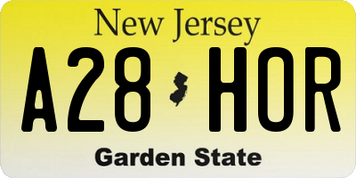 NJ license plate A28HOR