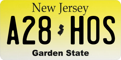NJ license plate A28HOS