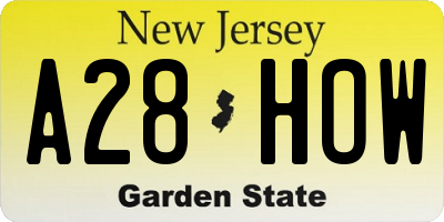 NJ license plate A28HOW
