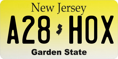 NJ license plate A28HOX