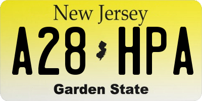 NJ license plate A28HPA