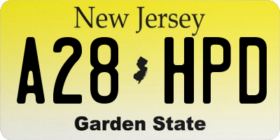 NJ license plate A28HPD