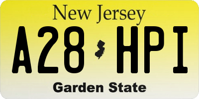 NJ license plate A28HPI