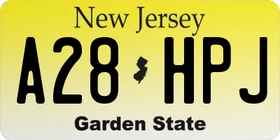 NJ license plate A28HPJ