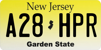 NJ license plate A28HPR