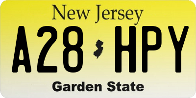 NJ license plate A28HPY
