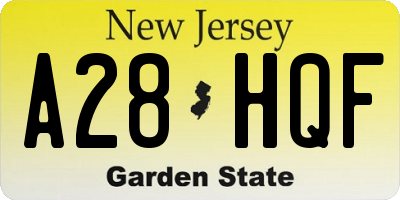NJ license plate A28HQF