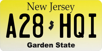 NJ license plate A28HQI