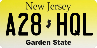NJ license plate A28HQL