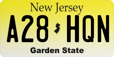 NJ license plate A28HQN