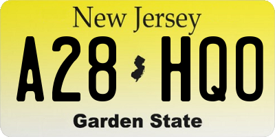 NJ license plate A28HQO