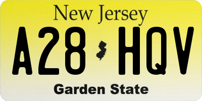 NJ license plate A28HQV