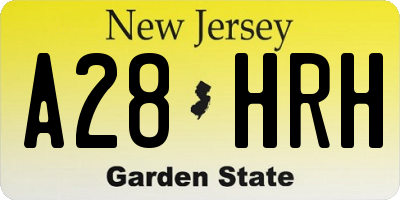 NJ license plate A28HRH