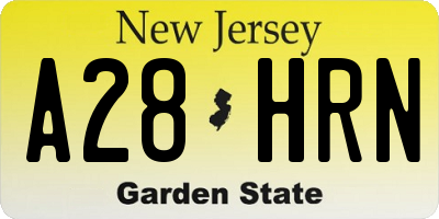 NJ license plate A28HRN